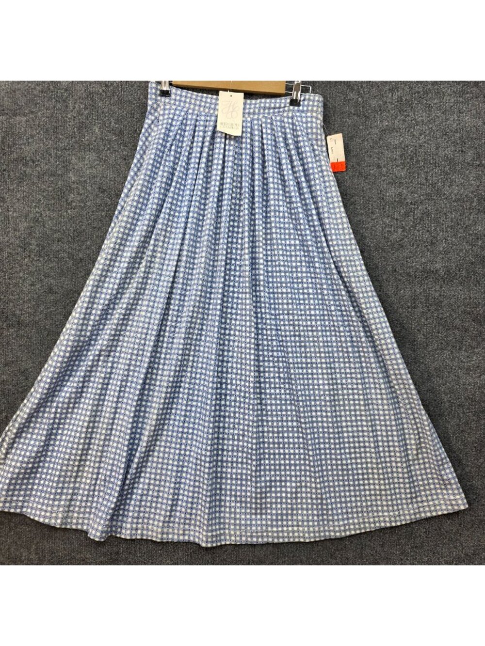 Vintage 90s Heirlooms Classics Gingham Maxi Skirt M Blue Prairie Country Cottage